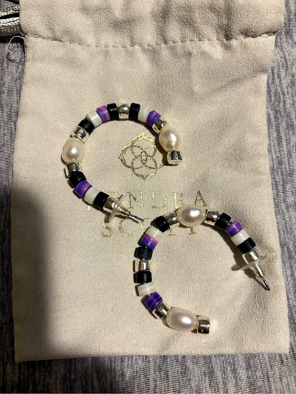 Kendra Scott Purple & Black Beaded earrings Set